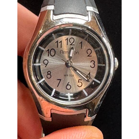 Armitron Men's Watch Silver Dial WR330 Black Rubber Strap America's Watch TM - Picture 1 of 4